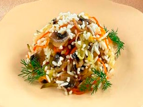 Салат с рисом и подосиновиками